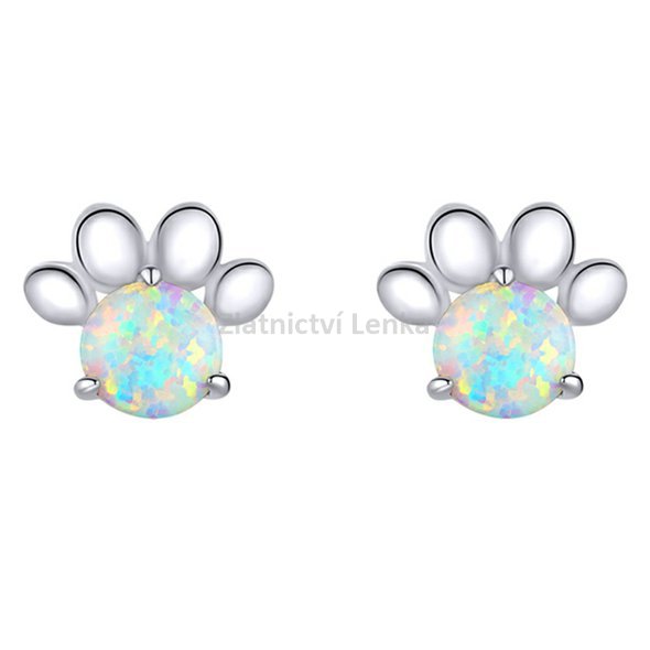 Stříbrné náušnice tlapky s opálem 2BMBSE346SN