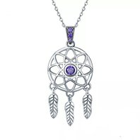 Stříbrný náhrdelník s kamínky lapač snů 2BMSCN279