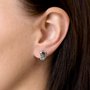 Stříbrné náušnice s krystaly Swarovski bílá kočka 31250.1