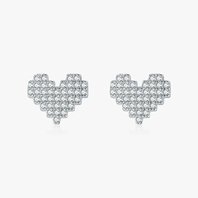 Stříbrné náušnice se zirkony vzor srdce 901B100A1305